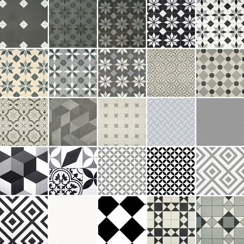 Grey black patterned style - black,