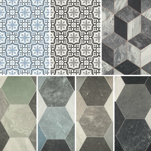 Vinyl flooring patterned tile - vinyl,