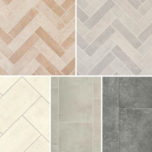 Tiled effect vinyl flooring - tiled,